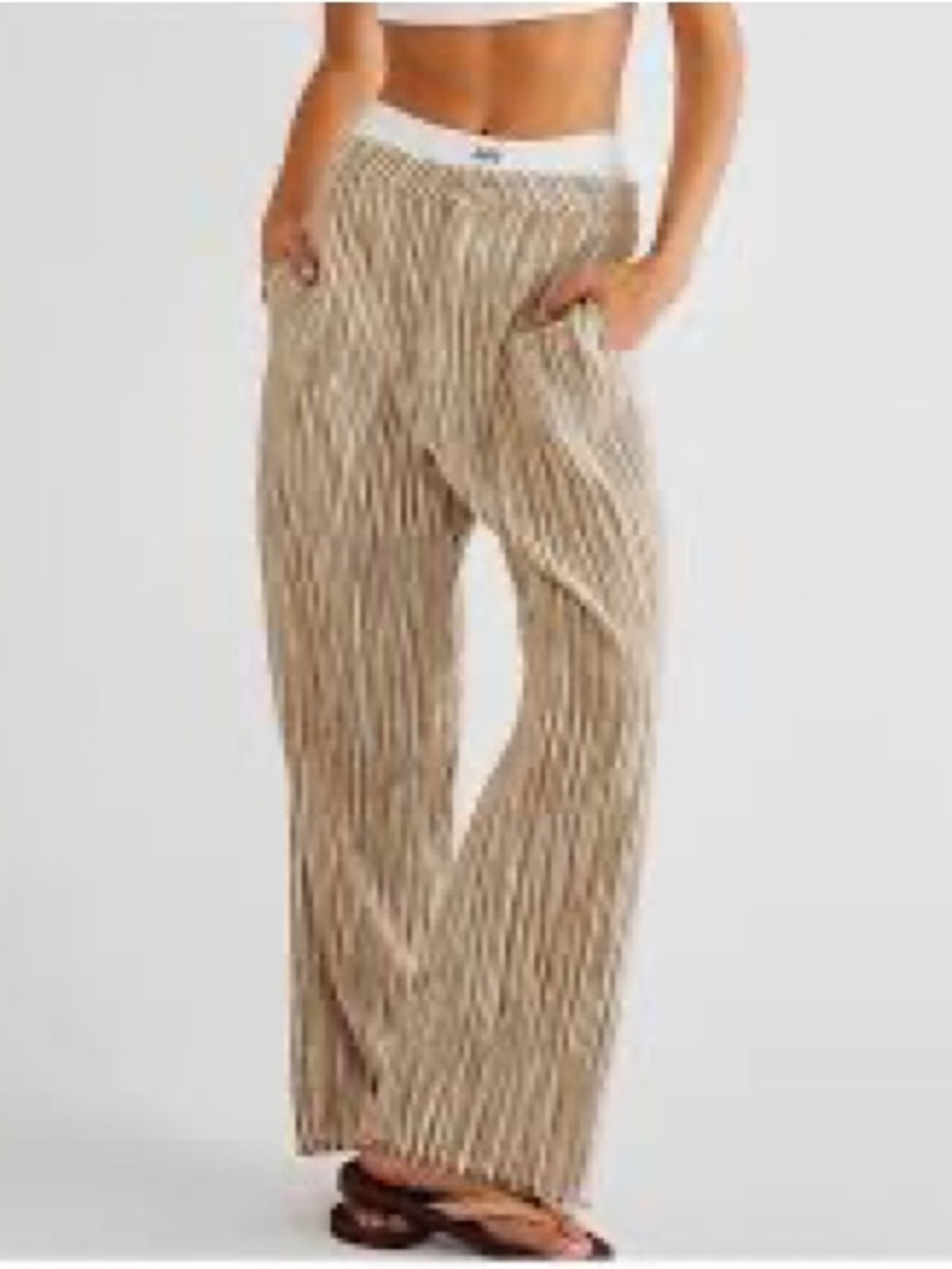 ⭐️2/$20⭐️Free People Marta Yarn Dye Trousers-Frayed Hem & Relaxed Fit